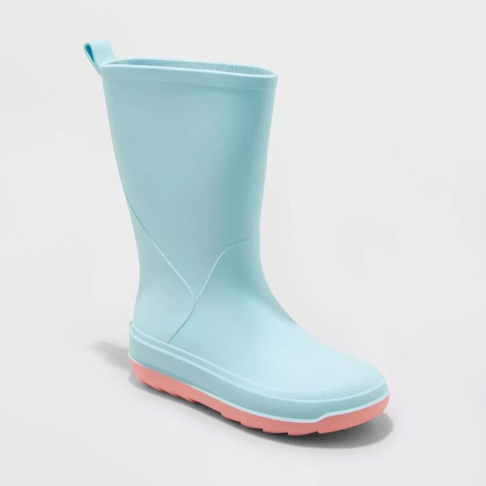 Cat & Jack Girls Youth Shoes 2 Blue Andy Slip-On Waterproof Rain Boots new NWT - Picture 1 of 3